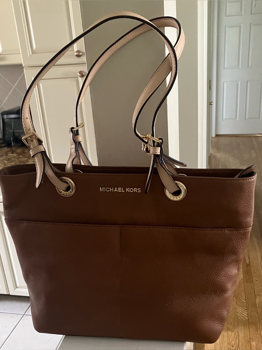 Michael Kors Two-Tone Brown and Beige Leather Tote